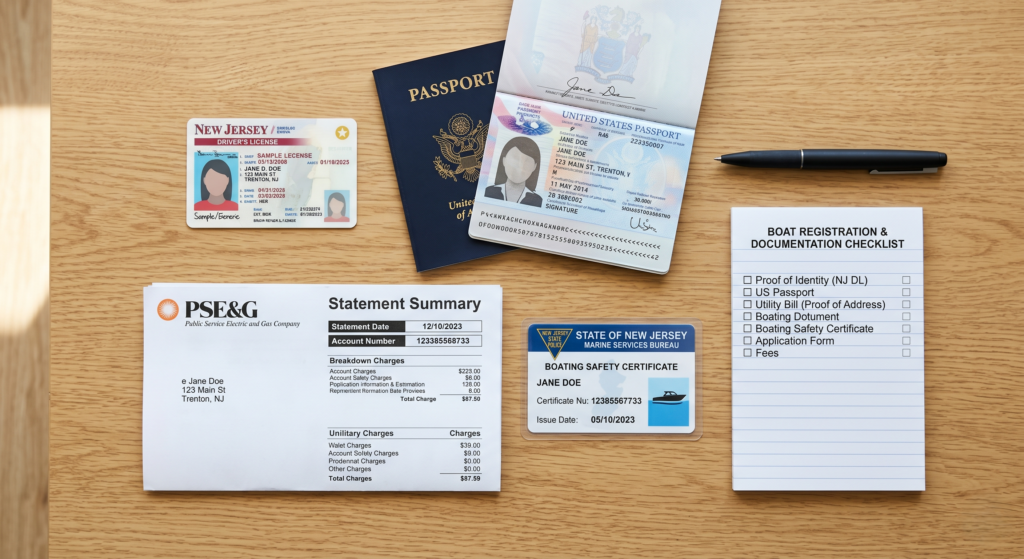 NJ MVC 6 points of ID boat license